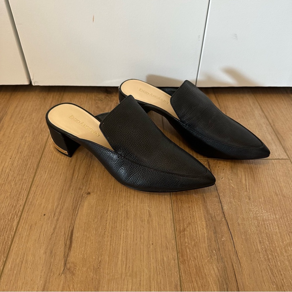 Enzo Angiolini black leather mules